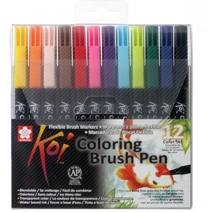 Набор маркеров акварельных "Koi Color Brush", 12 цветов