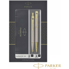 Набор ручка шариковая автоматическая + ручка-роллер "Parker IM Brushed Metal GT"