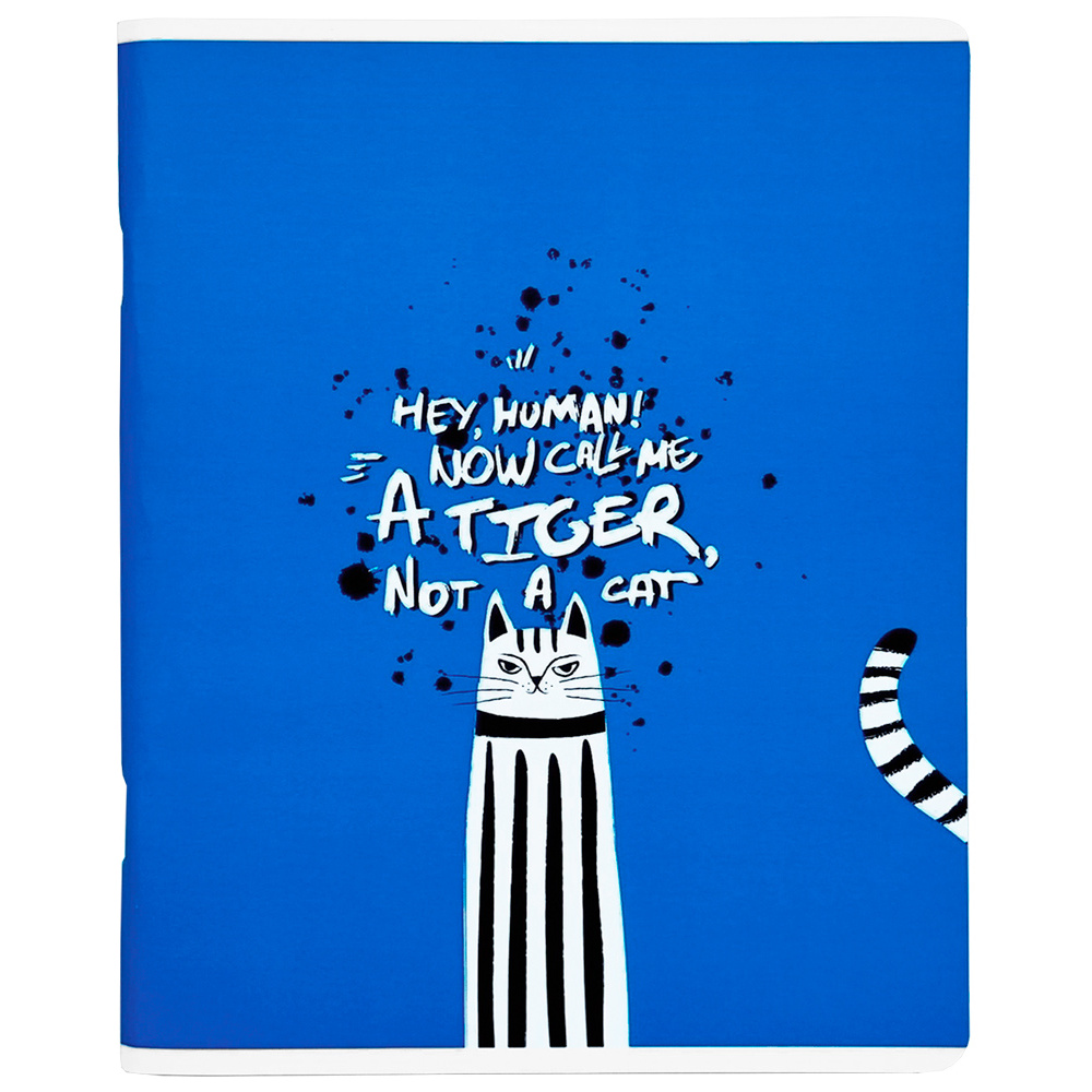 Тетрадь "Hey human кот", А5, 48 листов, клетка, синий