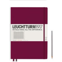 Блокнот "Leuchtturm1917. Master Slim", А4+, 61 лист, клетка, красный портвейн