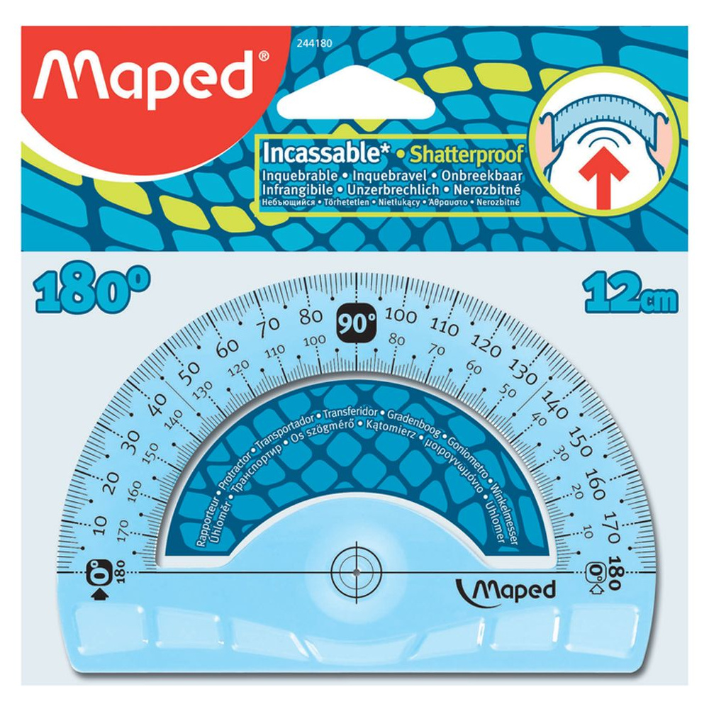 Транспортир Maped "Flex" 180°, 12 см, ассорти - 4