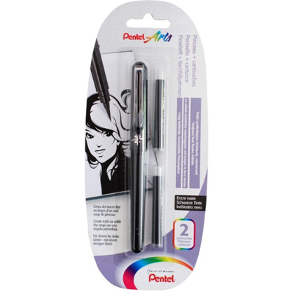 Кисть-ручка "Pocket Brush XGFKP" +2 картриджа, черный, блистер