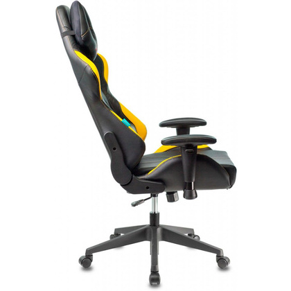  Кресло игровое Бюрократ "Zombie VIKING 5 AERO", экокожа, пластик, черный, желтый - 5