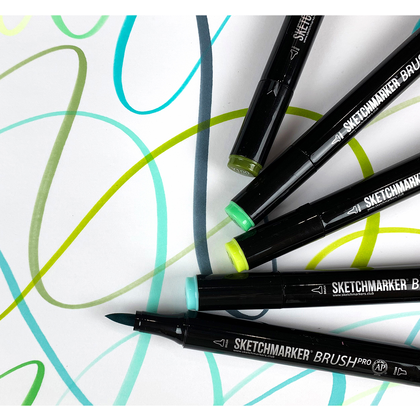 Маркер перманентный двусторонний "Sketchmarker Brush", O61 денежный - 5
