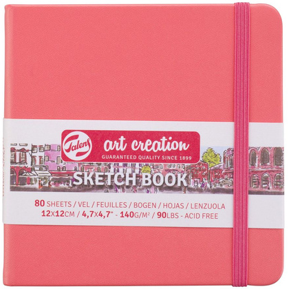 Скетчбук "ArtCreation", 12x12 см, 140 г/м2, 80 листов, коралловый