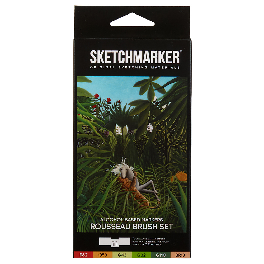 Набор маркеров перманентных "SKETCHMARKER & Pushkinskiy Brush. Руссо", 6 шт.