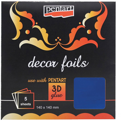 Трансферная поталь "Pentart metallic", 14x14 см, 5 листов, синий