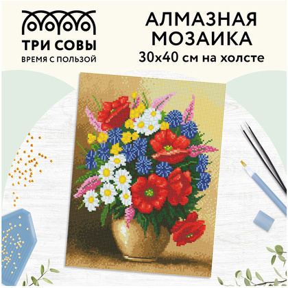 Алмазная мозаика-вышивка "Букет с маками" - 2