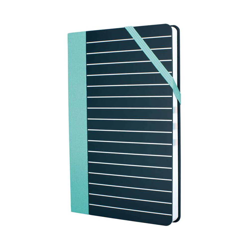 Блокнот "Medium Stripes", А5, 208 листов, клетка, голубой, черный - 2