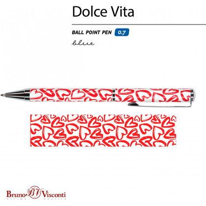 Ручка шариковая автоматическая "Dolce Vita. Сердечки. Красные", 0.7 мм, белый, красный, стерж. синий - 2