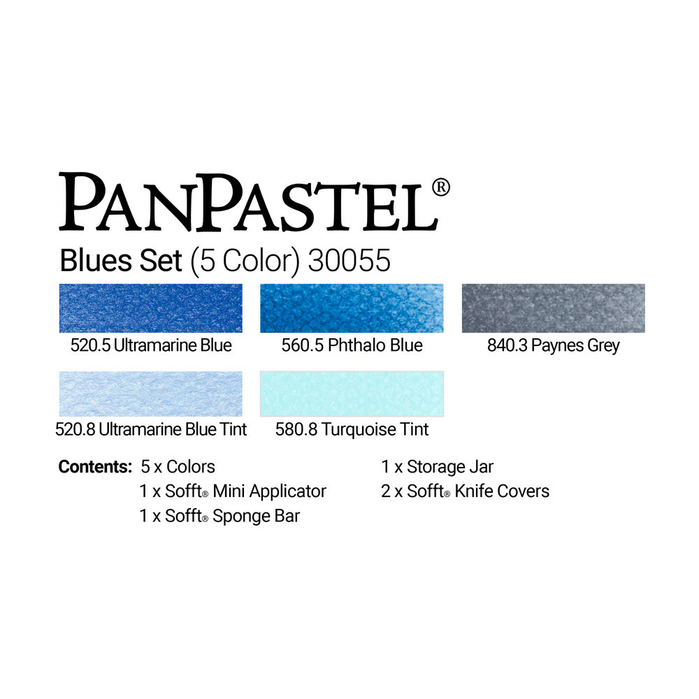 Ультрамягкая пастель "PanPastel Blues Set", 5 цветов - 3