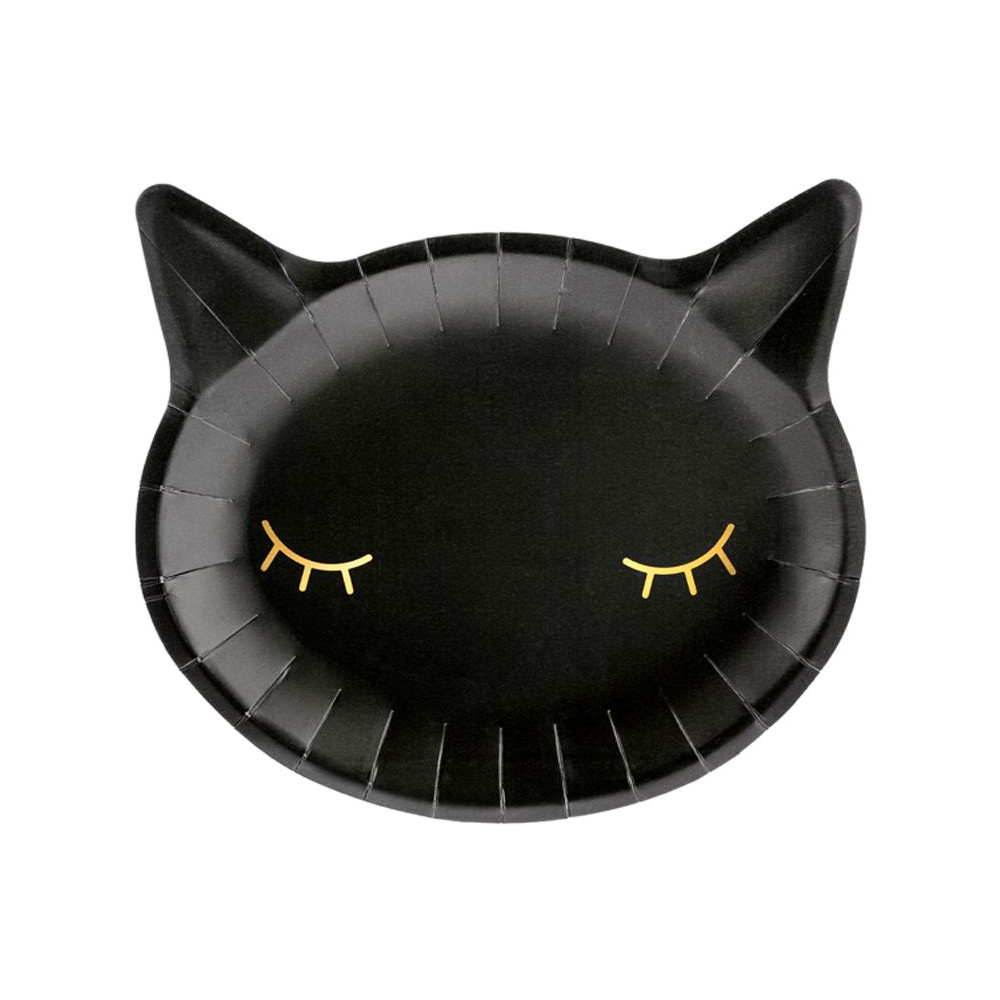 Тарелка бумажная "Cat", 6 шт, 22x20 см, черный