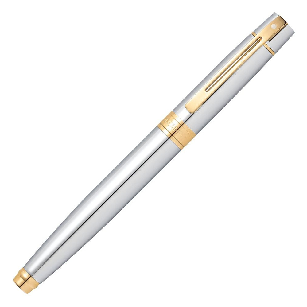 Ручка перьевая "Sheaffer 300 Chrome", M, серебристый, золотистый, патрон черный, синий - 3