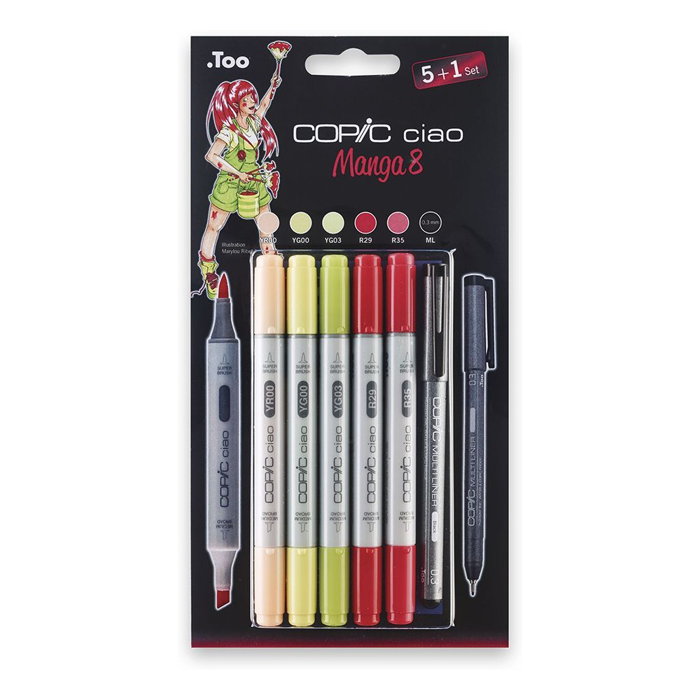 Набор маркеров перманентных "Copic ciao. Manga 8", 5+1 шт.