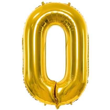 Шар фольгированный цифра "0", золотистый