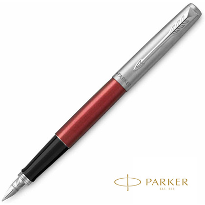 Ручка перьевая "Parker Jotter Kensington Red CT", M, красный, серебристый, патрон синий