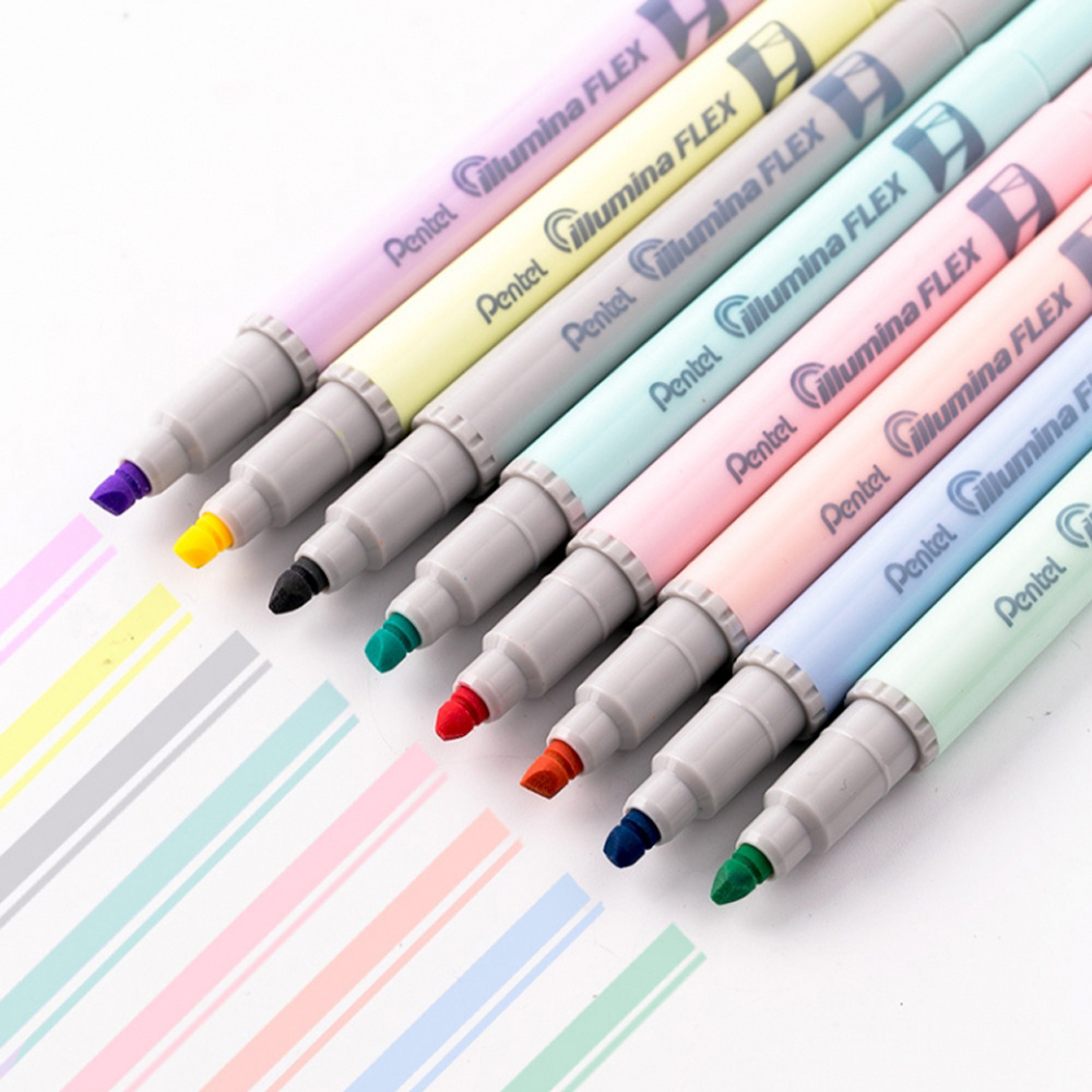 Маркер текстовый двусторонний «Pentel Illumina flex», пастельный, розовый - 5