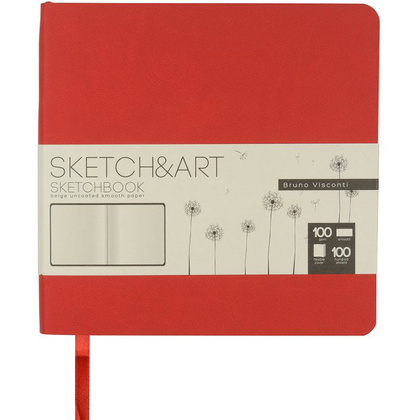 Скетчбук "Sketch&Art", 14.5x14.5 см, 100 г/м2, 100 листов, красный
