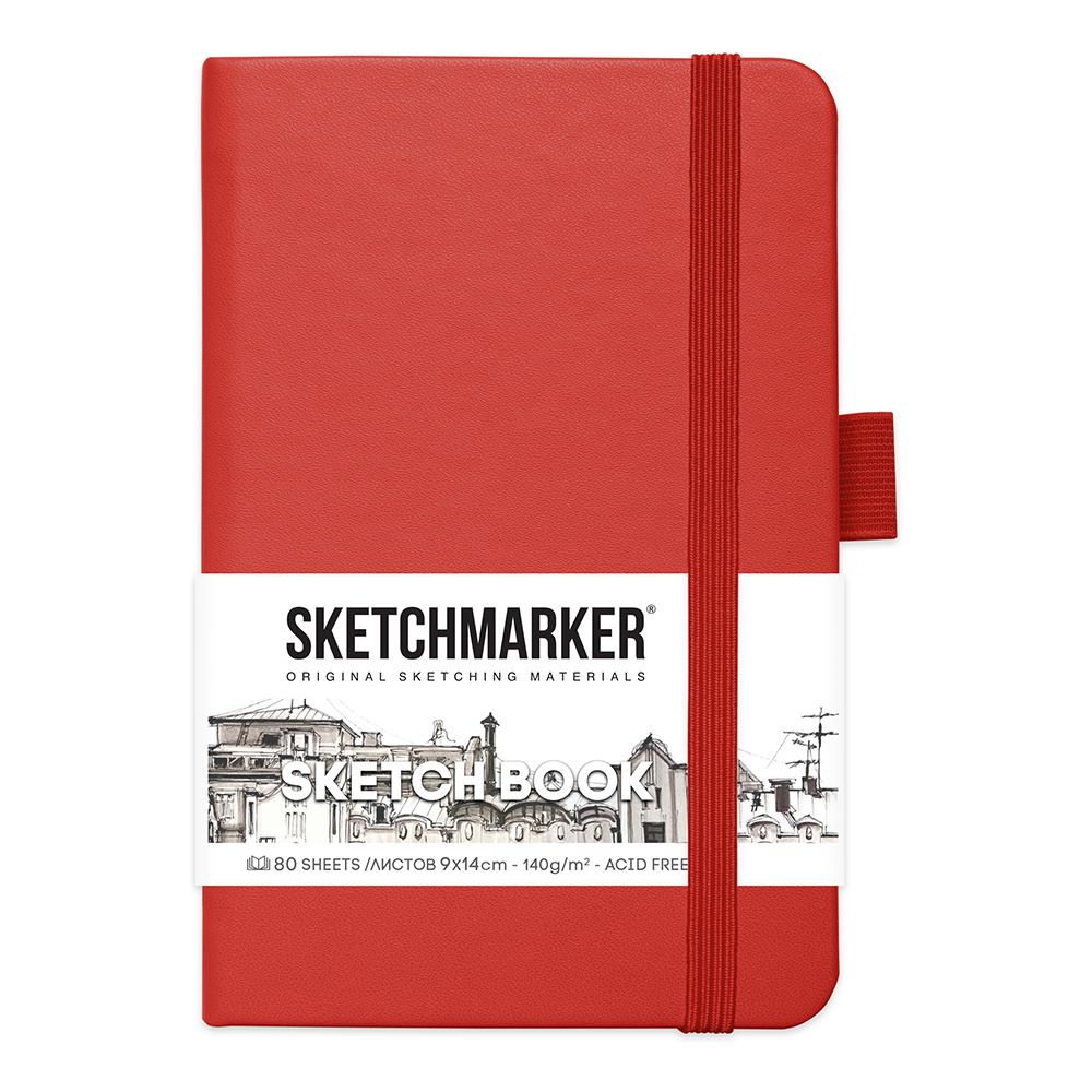 Скетчбук "Sketchmarker", 9x14 см, 140 г/м2, 80 листов, красный