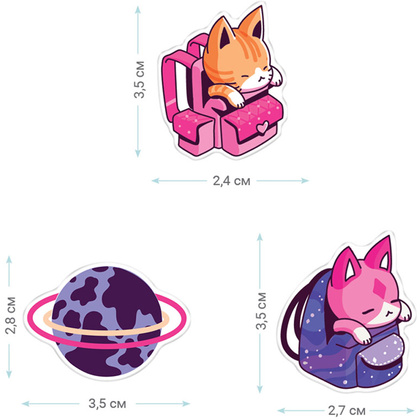 Значок "Catbox", 3 шт/упак, ассорти - 3