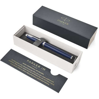 Ручка перьевая "Parker IM Matte Blue CT", F, синий, серебристый, патрон черный - 5