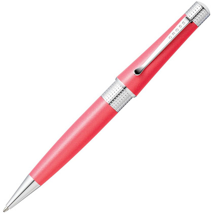 Ручка шариковая автоматическая "Cross Beverly Coral Pearlescent", 0.7 мм, коралловый, серебристый, стерж. черный