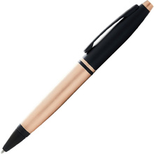 Ручка шариковая автоматическая "Cross Calais Brushed Rose Gold Plate&Black Lacquer", 0.7 мм, розовое золото, черный, стерж. черный