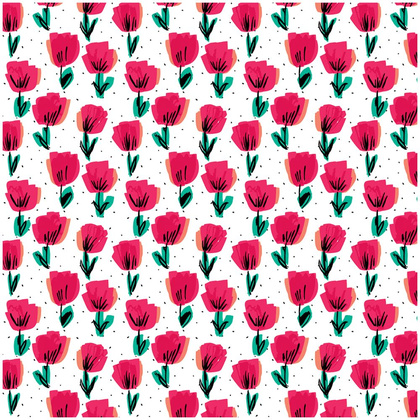 Бумага декоративная в рулоне "Red tulips", 1x0.7 м, 90 г/м2, разноцветный - 2