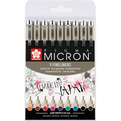 Набор ручек капиллярных "Sakura Pigma Micron", 9 шт.
