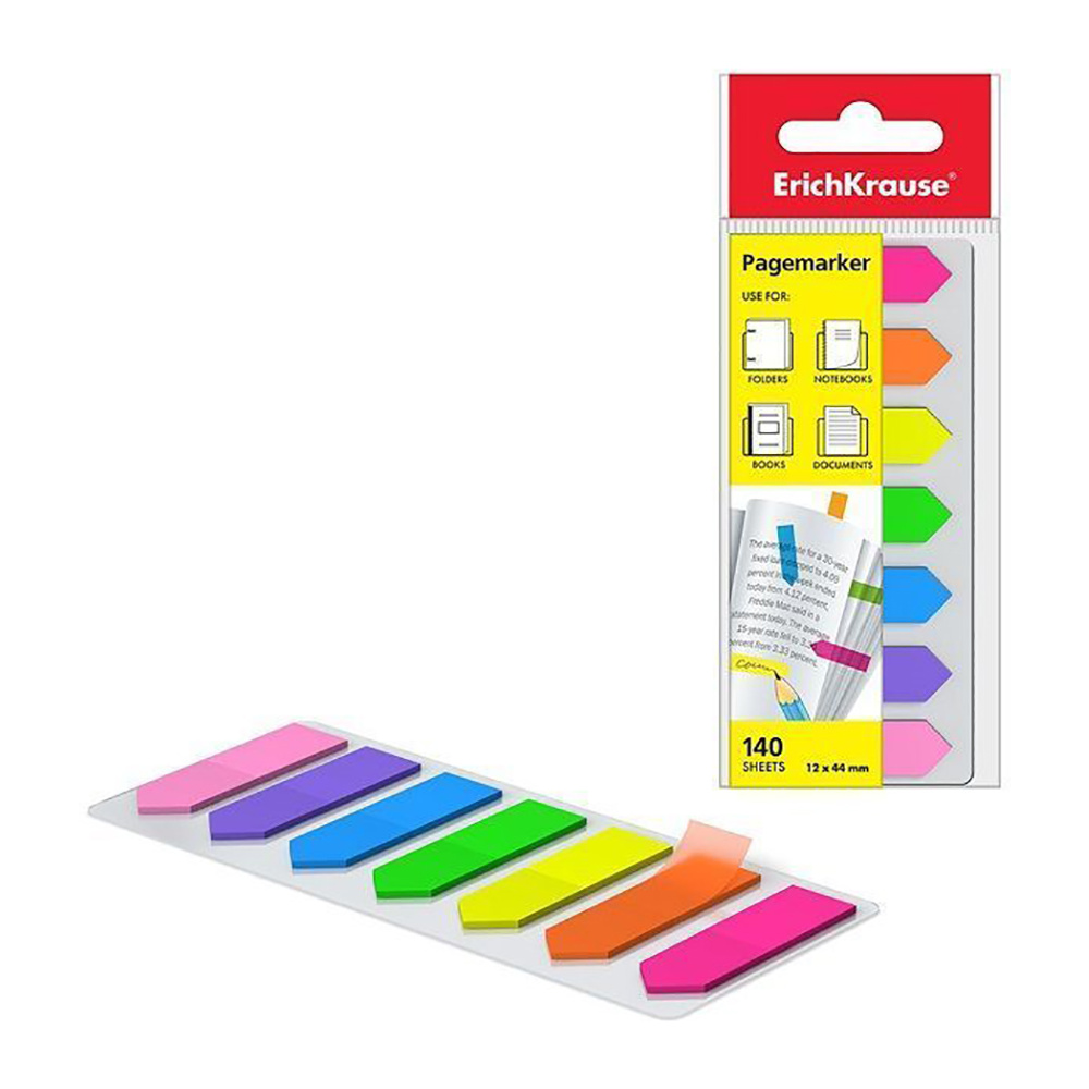 Закладки пластиковые "Neon Arrows", 12x44 мм, 7 цветовx20 шт., ассорти - 2