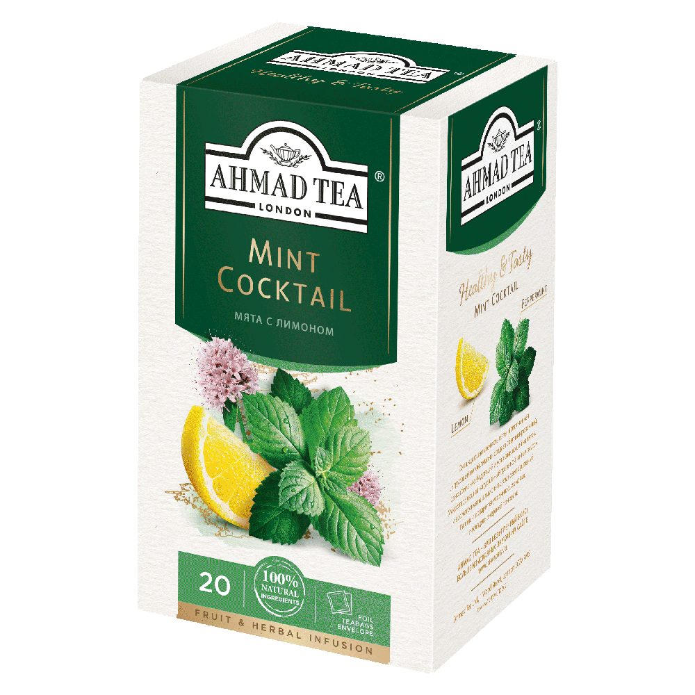 Чай "Ahmad Tea" Mint Cocktail, 20 пакетиков x2 г, фруктовый, травяной