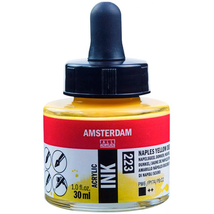 Жидкий акрил "Amsterdam", 223 неаполитанский желтый темный, 30 мл