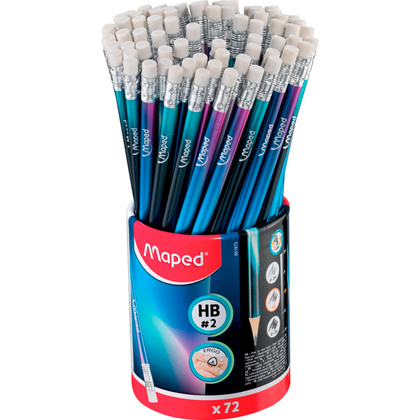 Карандаш простой Maped "Black Peps Nightfall", HB, с ластиком, ассорти - 3