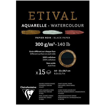 Блок-склейка бумаги для акварели "Etival", А4, 300 г/м2, 15 листов