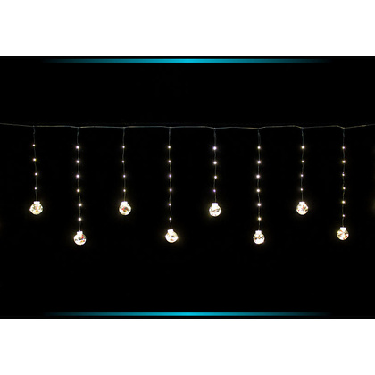 Гирлянда LED "Бахрома. Шарики с дед морозом", 3 м, теплый белый - 4
