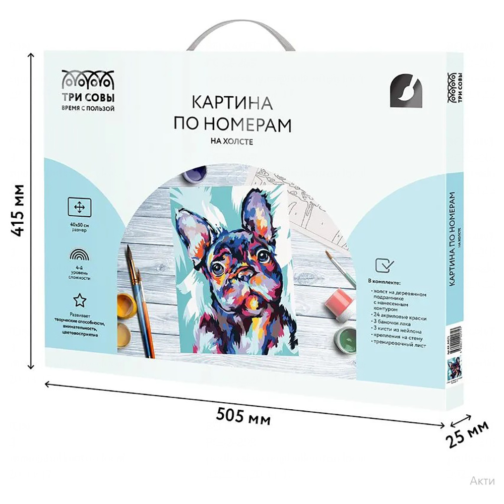 Картина по номерам "Яркий французский бульдог" - 8