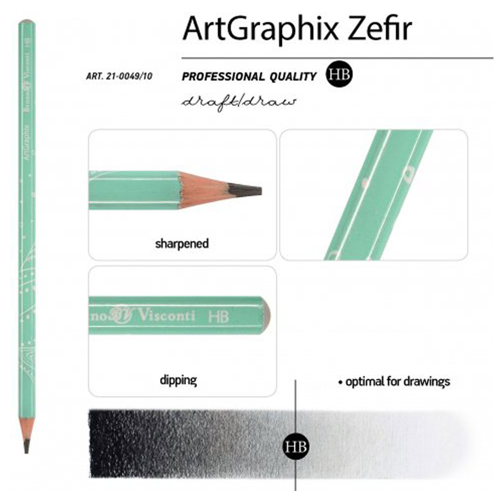 Карандаш чернографитный "ArtGraphix. Шепот моря", HB, без ластика, ассорти - 3