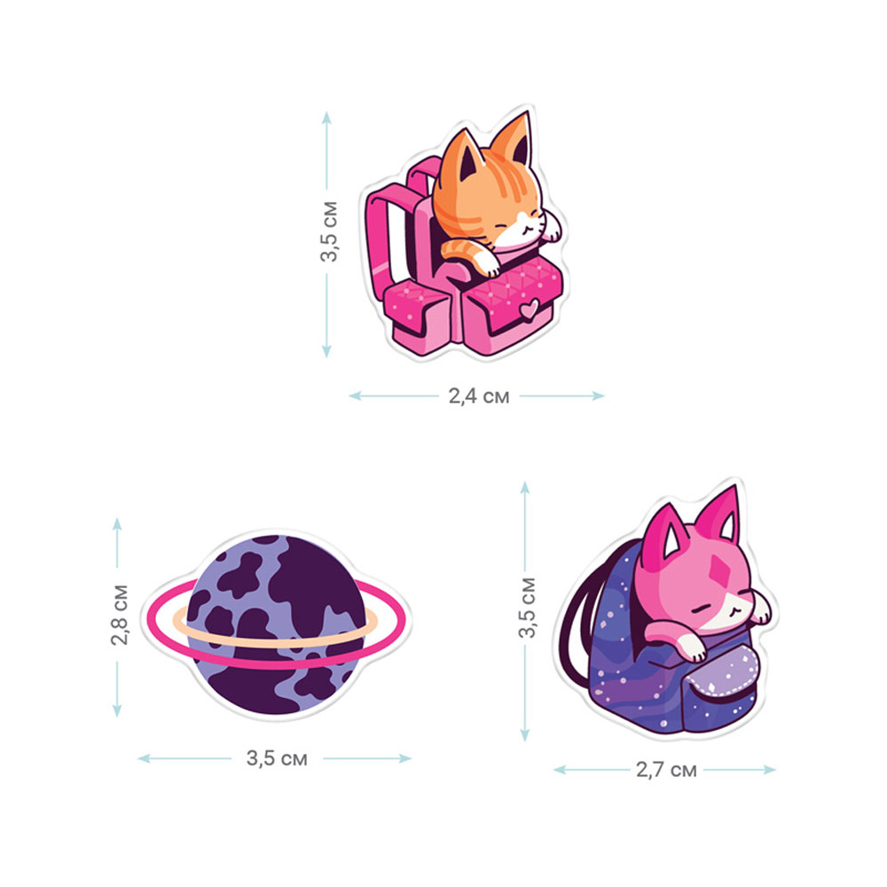 Значок "Catbox", 3 шт/упак, ассорти - 3