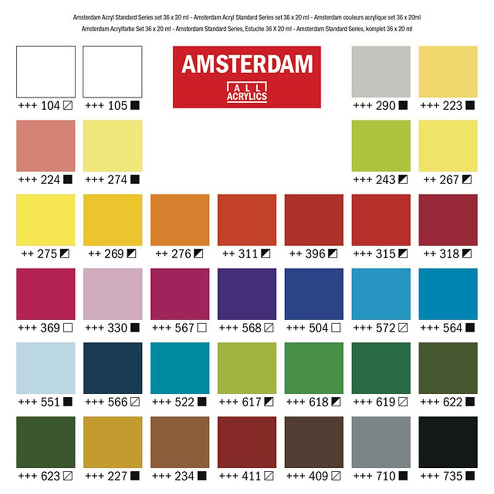 Набор красок акриловых "Amsterdam", 36 цветов, 20 мл, туба - 2