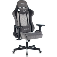 Кресло игровое "Zombie VIKING 7 KNIGHT Fabric", ткань, экокожа, металл, серый