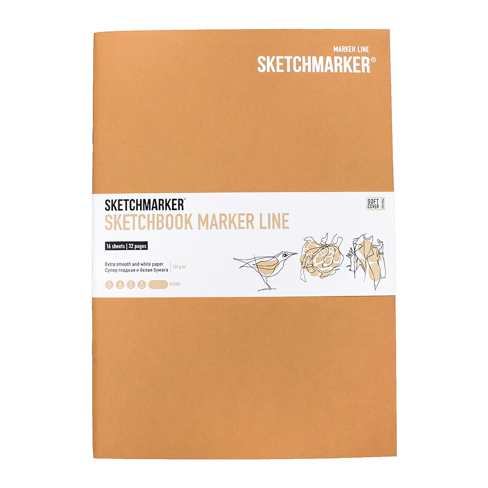 Скетчбук "Sketchmarker marker line", 17.6x25 см, 160 г/м2, 16 листов, коричневый