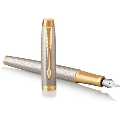Ручка перьевая "Parker IM Warm Silver GT", F, серебристый, золотистый, патрон синий - 3