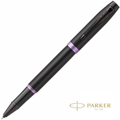 Ручка-роллер Parker "IM Vibrant Rings T315 Amethyst Purple PVD", 0,5 мм, черный, фиолетовый, стерж. черный