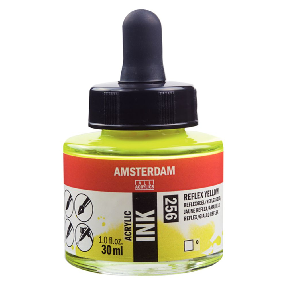Жидкий акрил "Amsterdam", 256 флуоресцентный желтый, 30 мл, банка