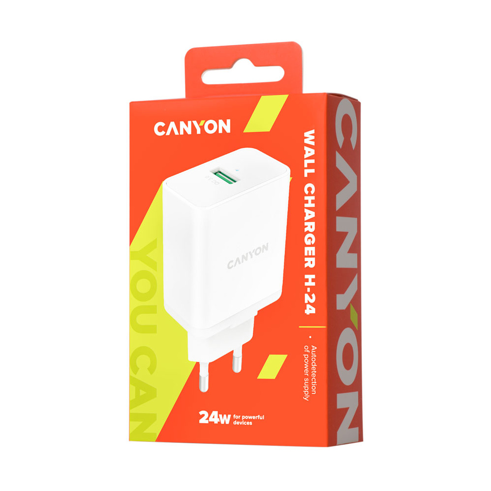Адаптер питания "CANYON CNE-CHA24W" QC3.0, белый - 4
