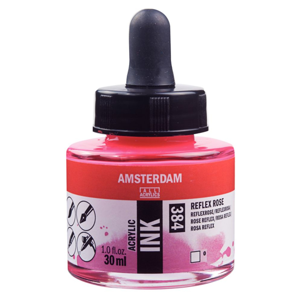Жидкий акрил "Amsterdam", 384 флуоресцентный розовый, 30 мл, банка