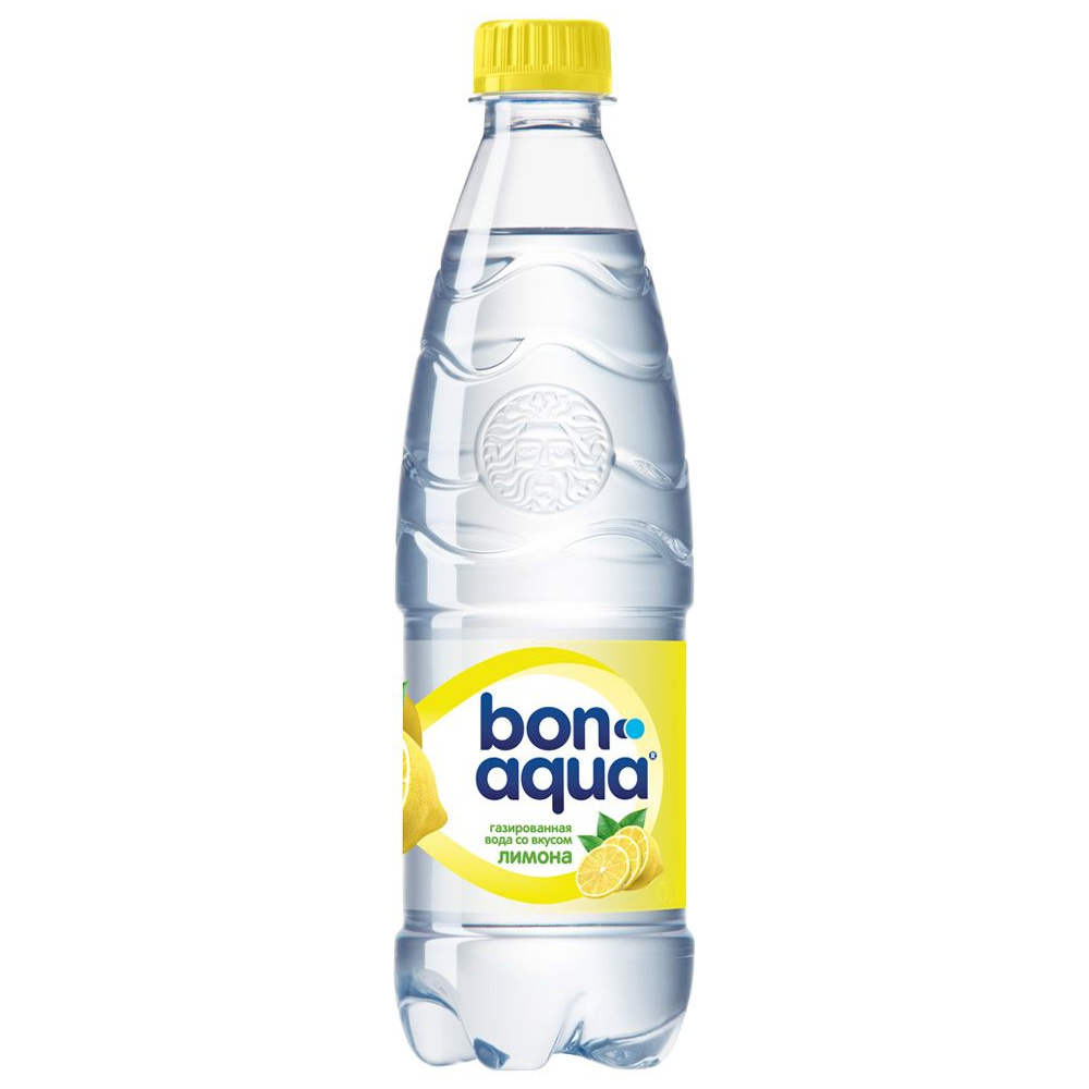 Вода питьевая "Bonaqua", газированная, вкус лимона, 0.5 л