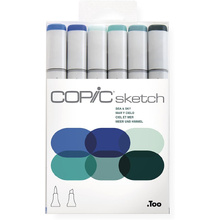 Набор маркеров перманентных "Copic Sketch", 6 цветов, синие оттенки