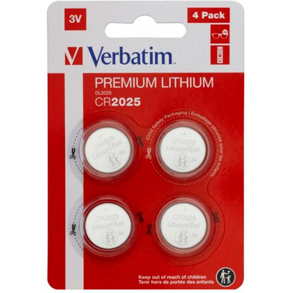 Батарейки литиевый дисковый Verbatim "3 V CR2025", 4шт