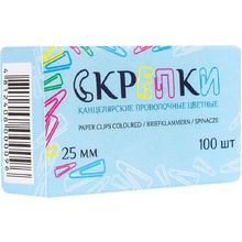 Скрепки 25 мм "Бугинком 2Fix" винил., 100 шт., треуг., цв.